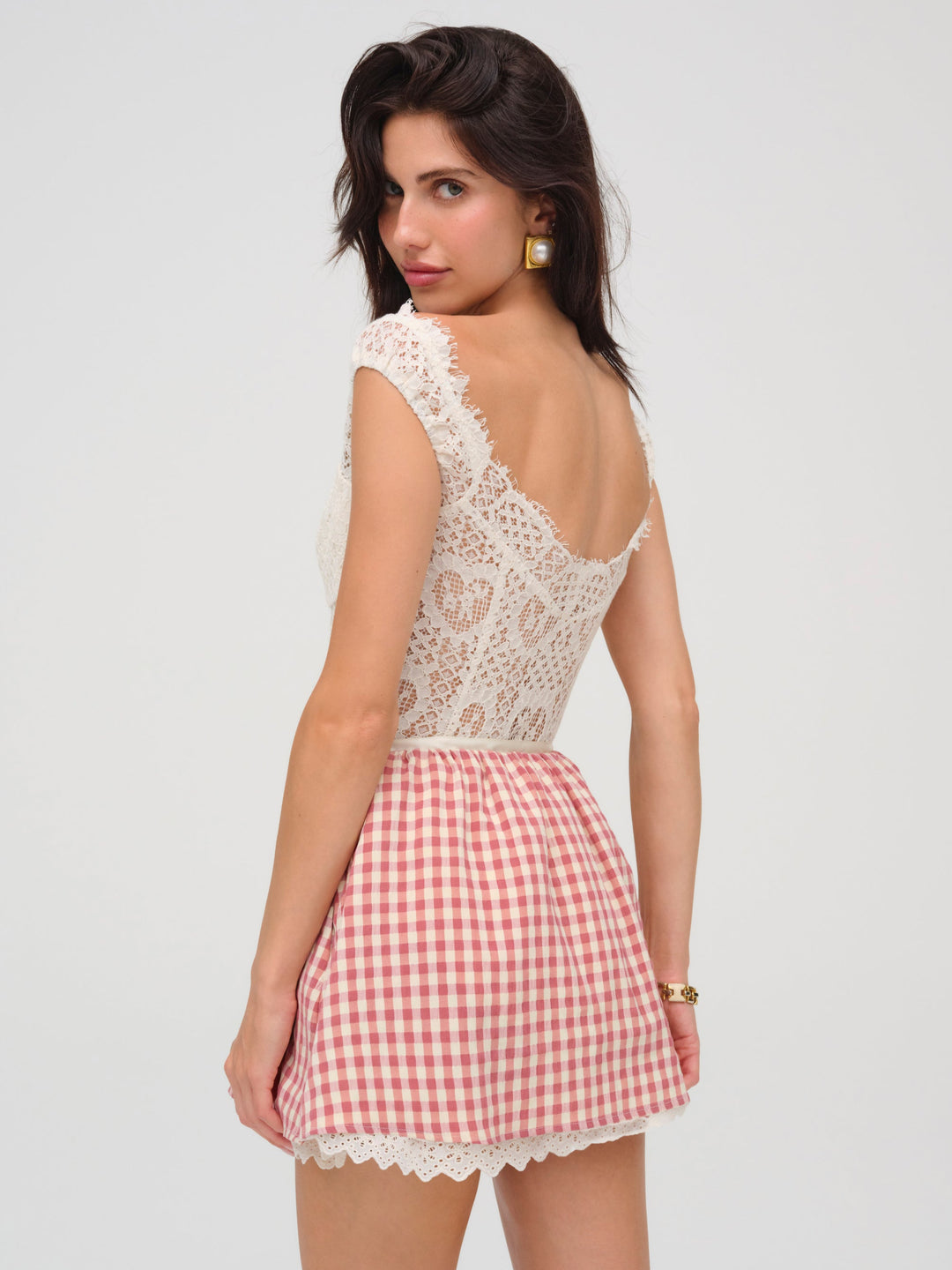 For Love and Lemons - Georgia Gingham Micro Mini Skirt - Mauve