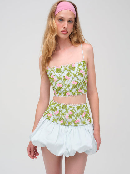 For Love and Lemons - Bridget Beaded Mini Skirt - Blue