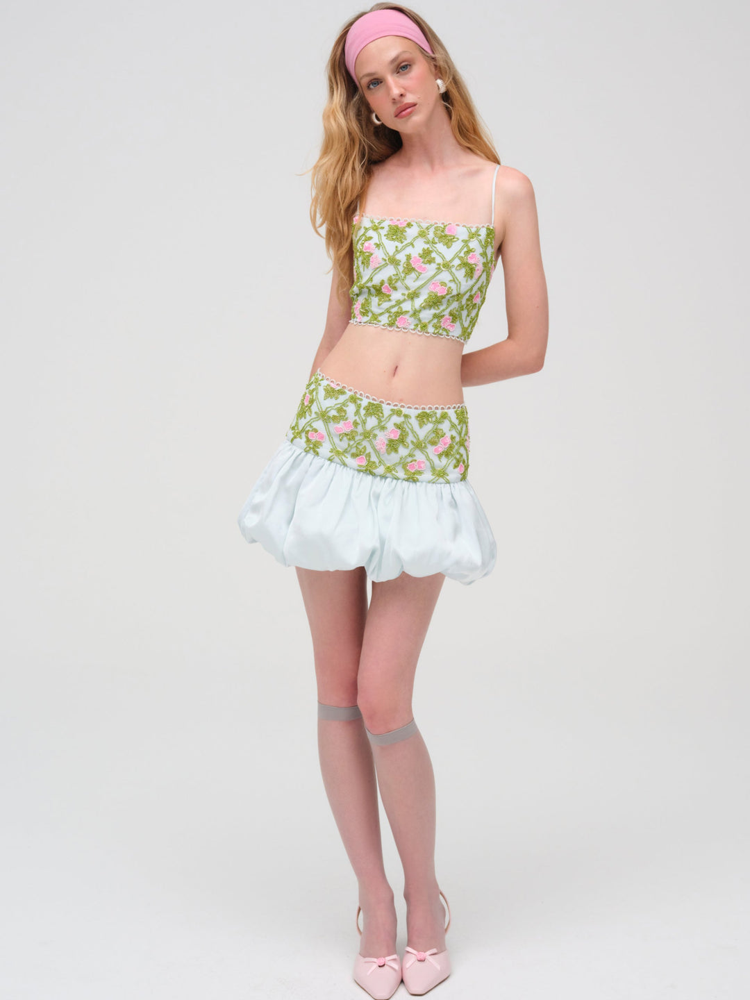 For Love and Lemons - Bridget Beaded Mini Skirt - Blue
