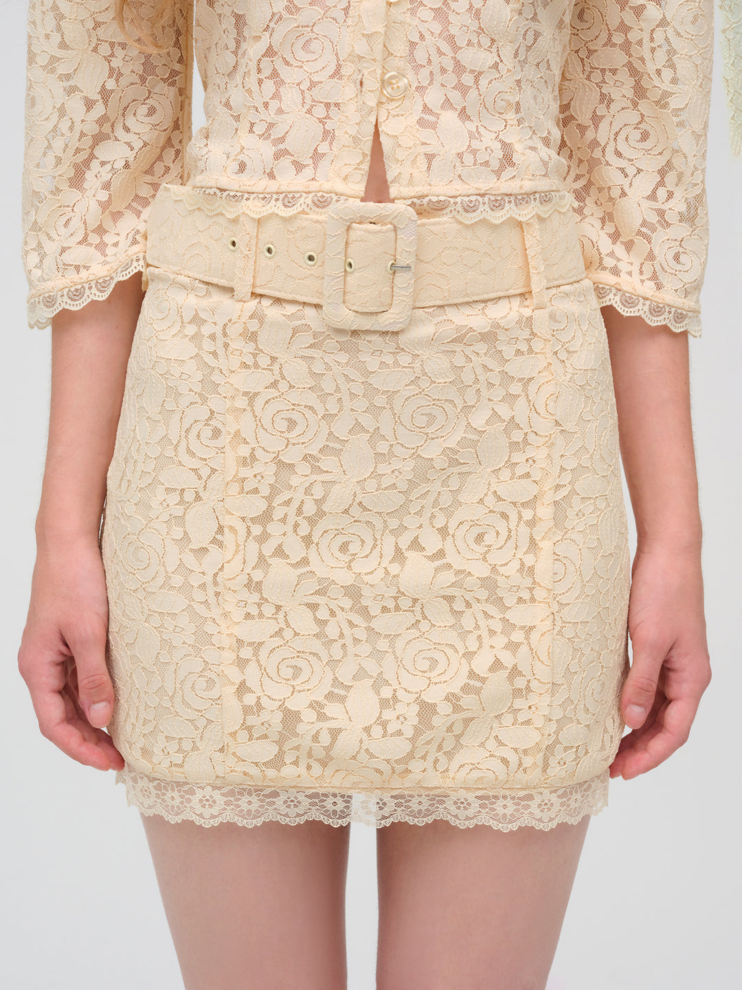 For Love and Lemons - Lucy Lace Mini Skirt - Buttercream