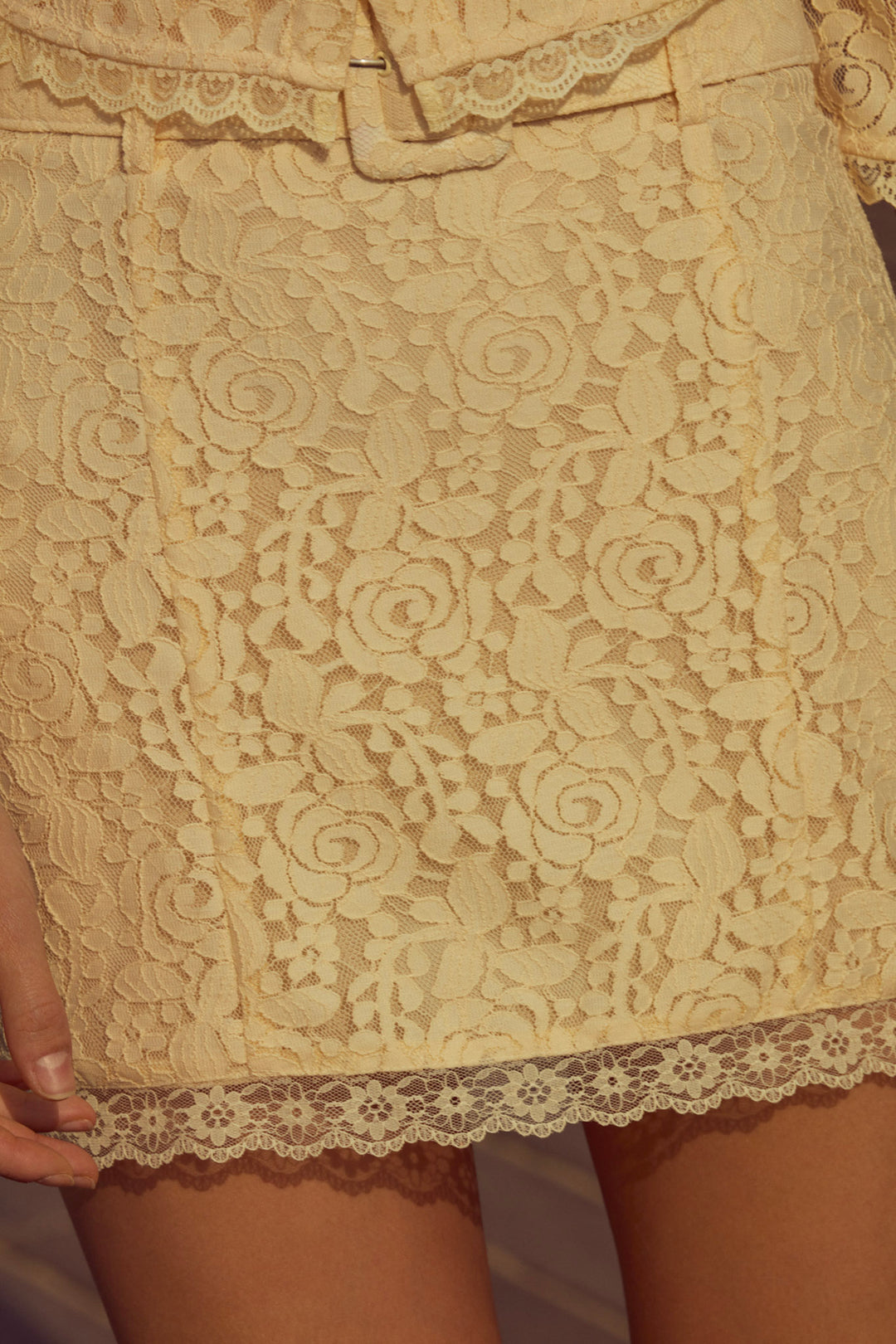 For Love and Lemons - Lucy Lace Mini Skirt - Buttercream