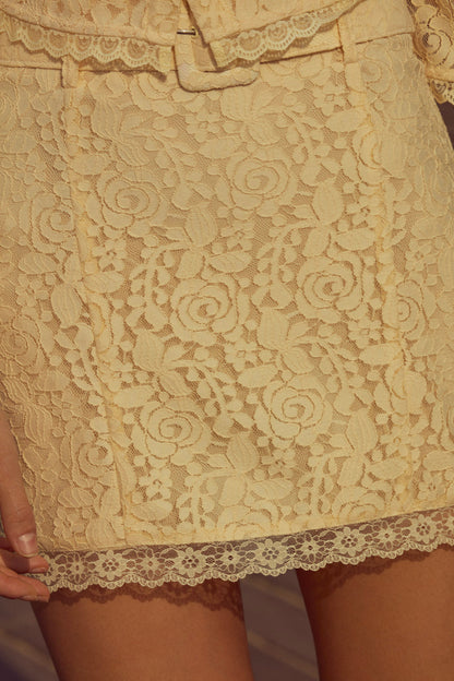 For Love and Lemons - Lucy Lace Mini Skirt - Buttercream