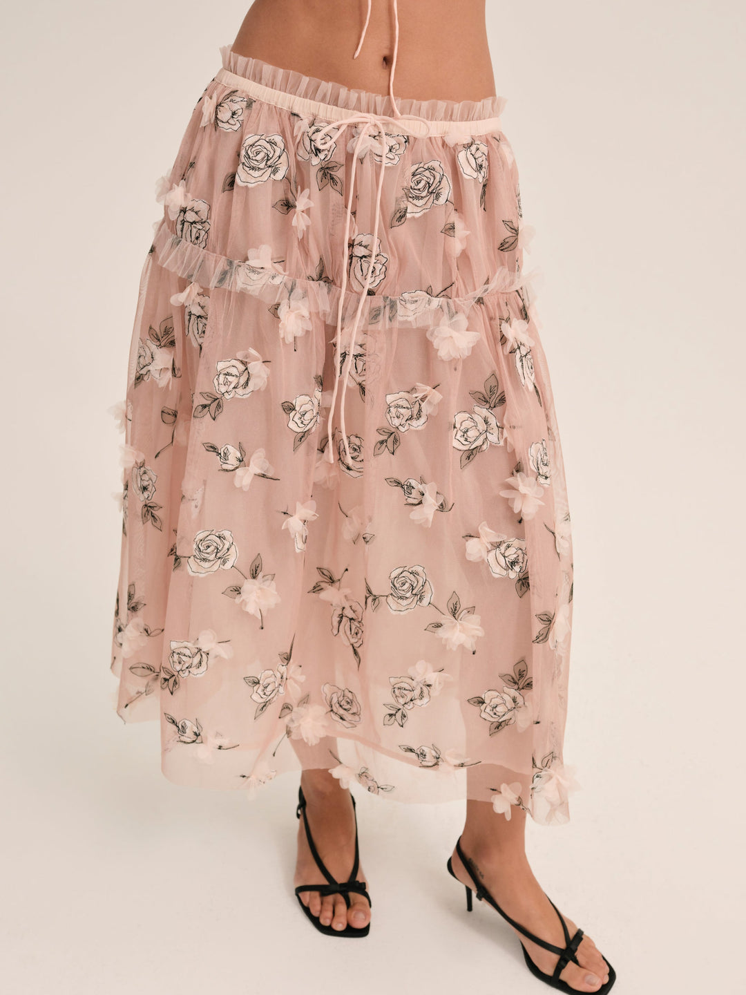 For Love and Lemons - Blushing Rose Midi Skirt - Blush