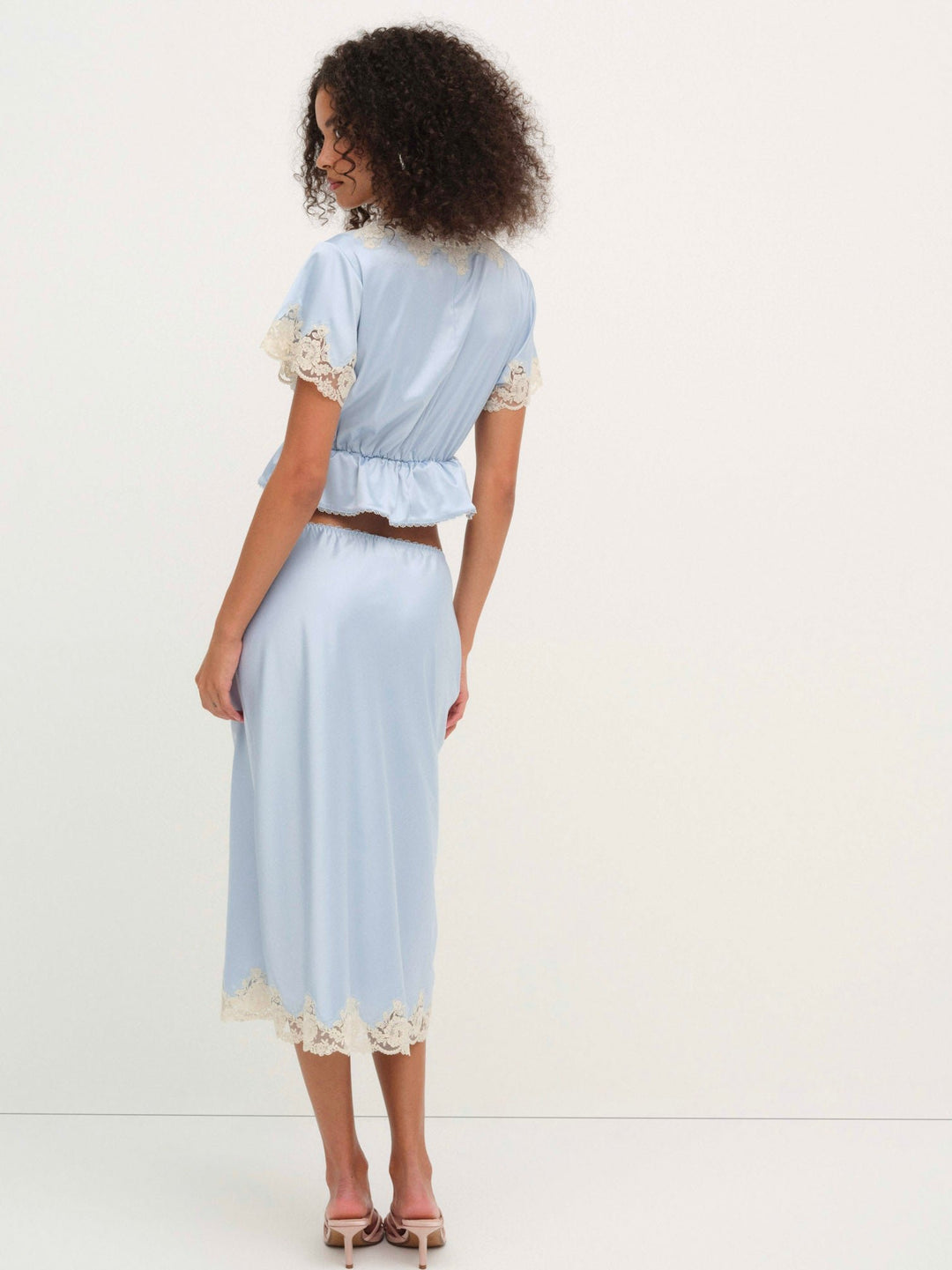 For Love and Lemons - Sweetheart Midi Skirt - Dusty Blue