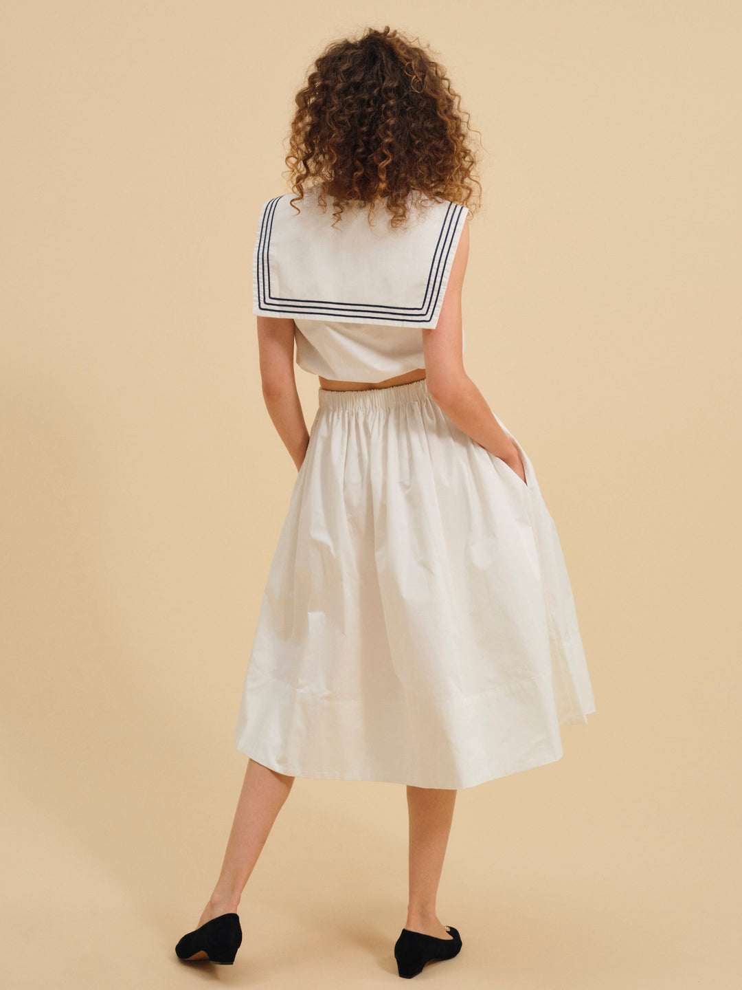 For Love and Lemons - Marella Poplin Midi Skirt - White