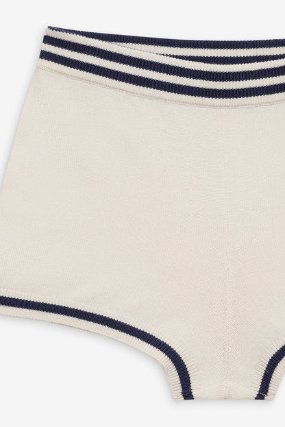 For Love and Lemons - Simona Pointelle Striped Short - Navy