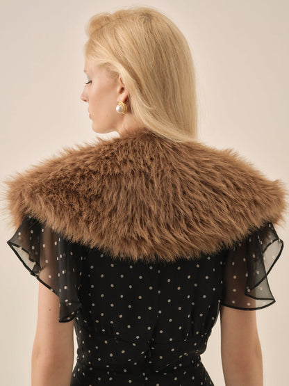 For Love and Lemons - Warm Honey Faux Fur Stole  - Brown