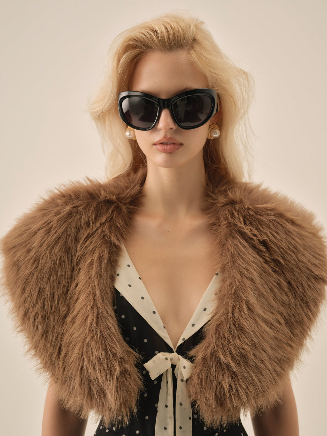 For Love and Lemons - Warm Honey Faux Fur Stole  - Brown