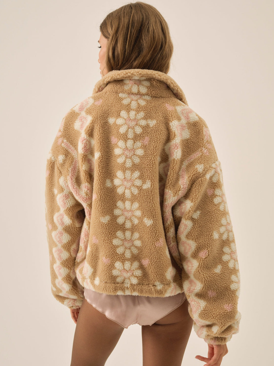 For Love and Lemons - Betty Sherpa Zip Up - Pink