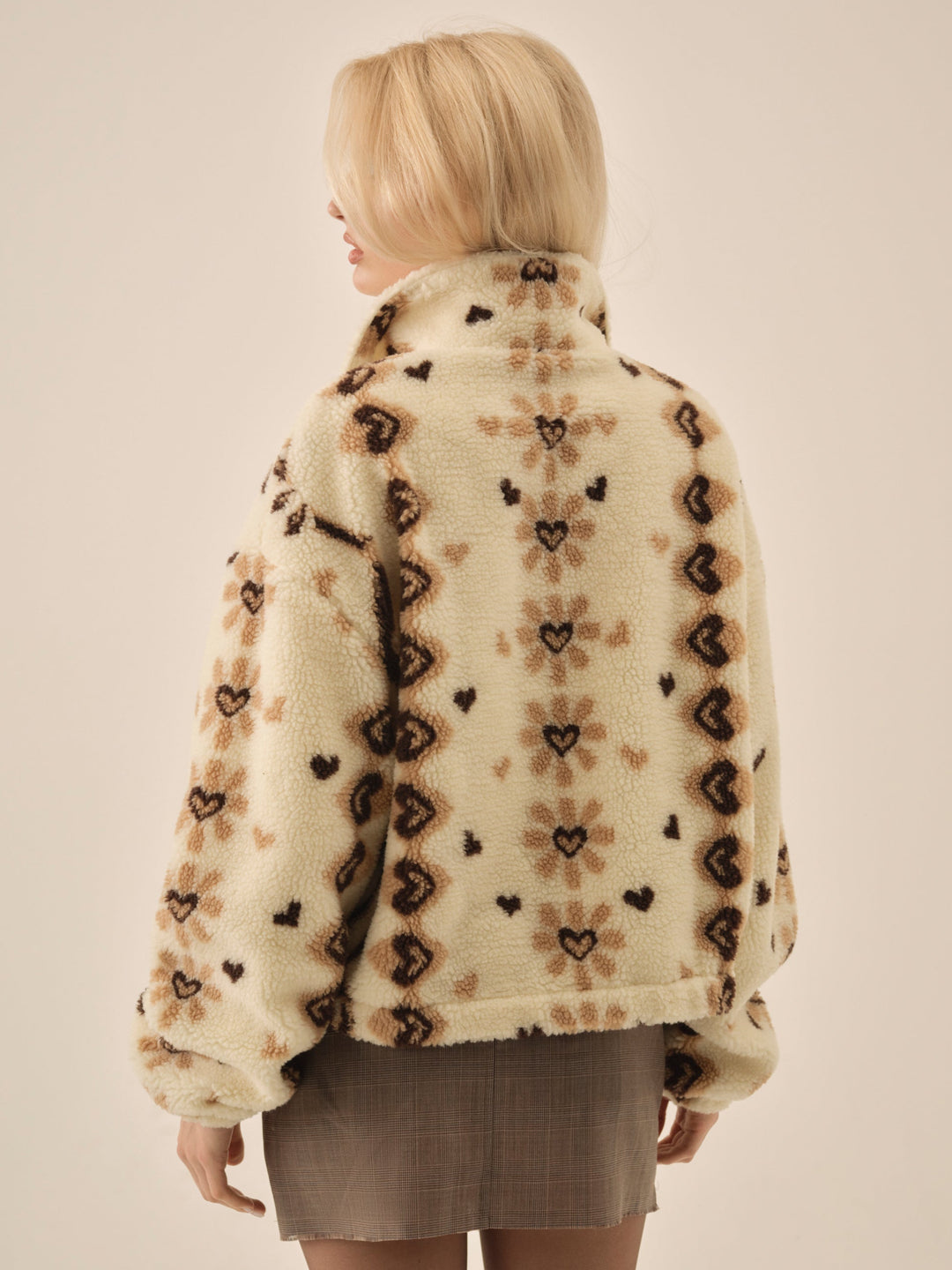 For Love and Lemons Betty Sherpa Zip Up - Brown