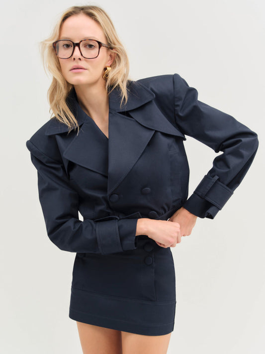 For Love and Lemons - Cotton Twill Cropped Jacket - Navy