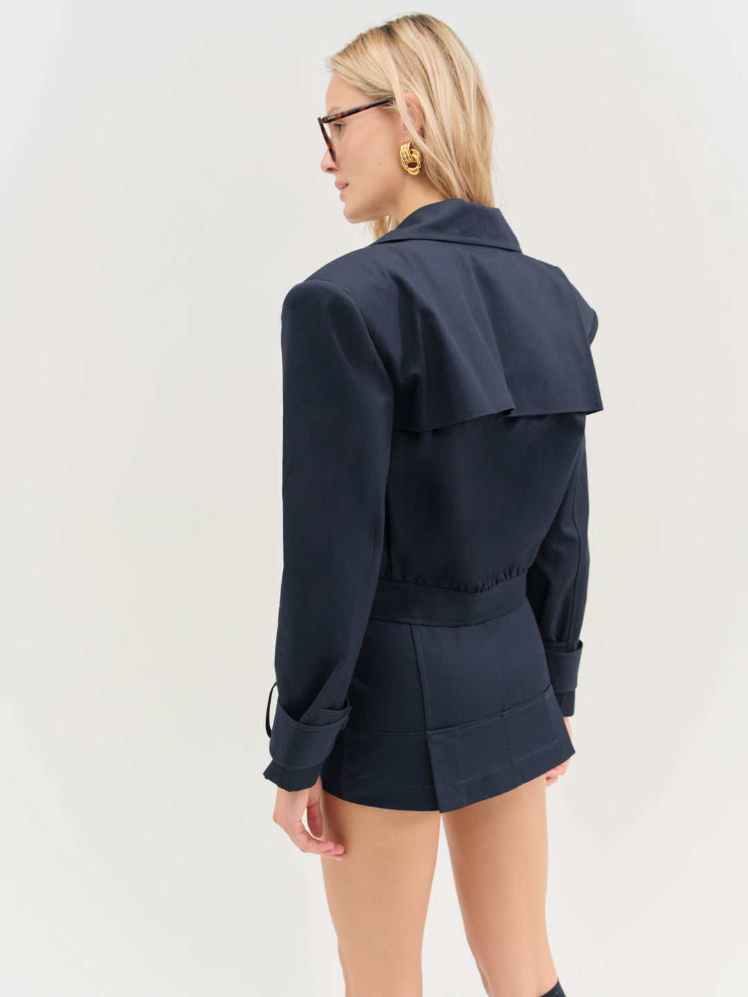 For Love and Lemons - Cotton Twill Cropped Jacket - Navy