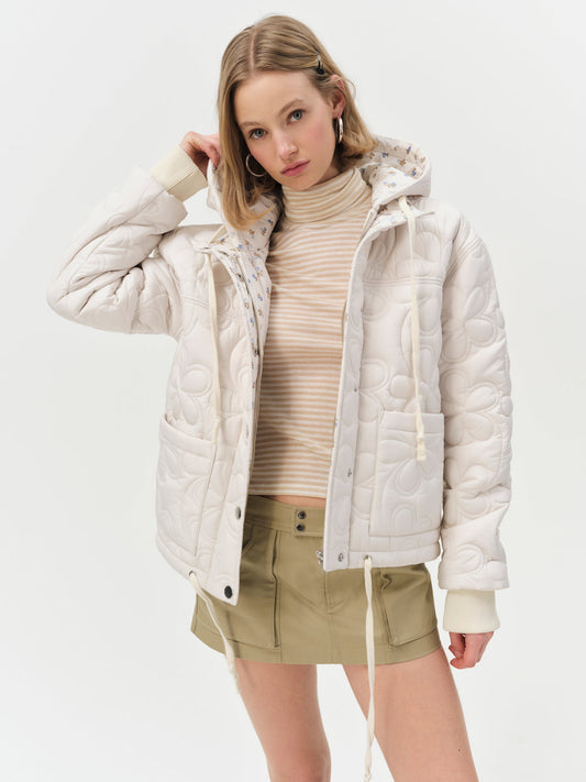 For Love and Lemons - Isabel Quilted Puffer Jacket - Cream