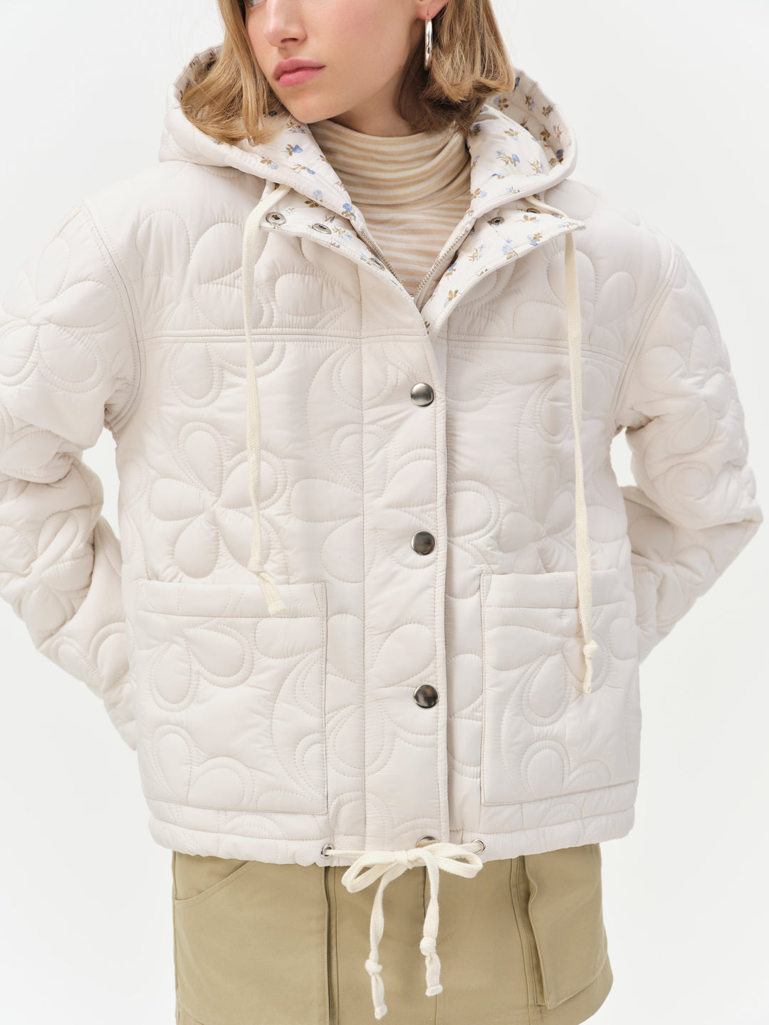 For Love and Lemons - Isabel Quilted Puffer Jacket - Cream