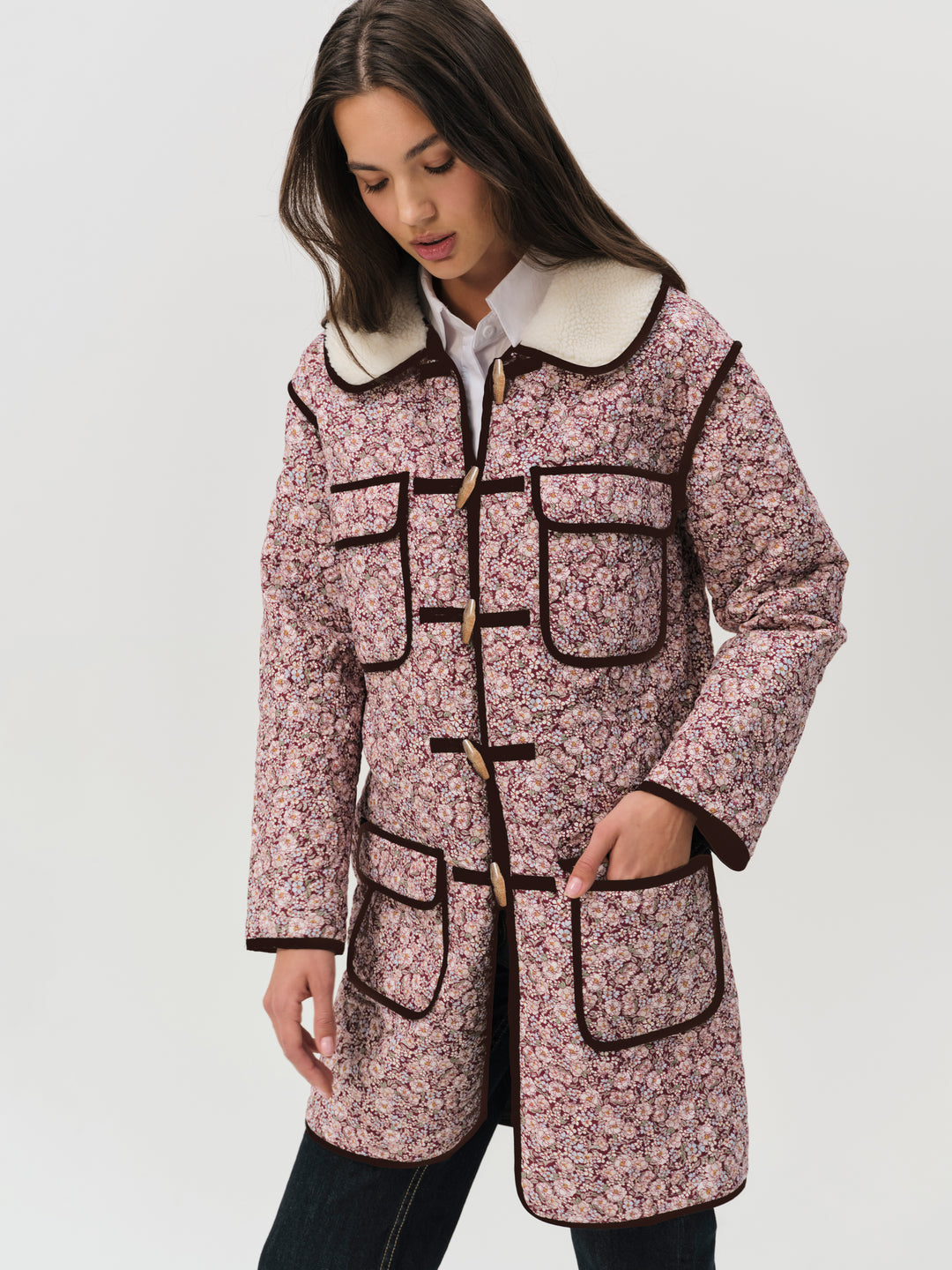 For Love and Lemons - Marlene Floral Chore Coat - Purple