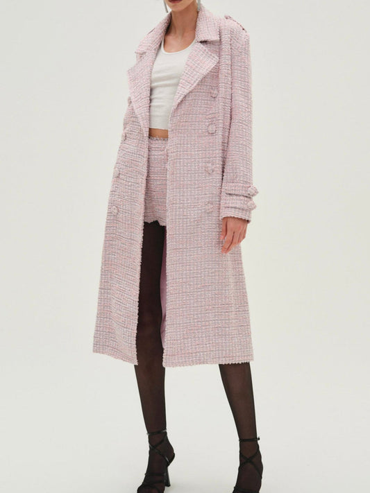 For Love and Lemons - Strawberry Cream Tweed Coat - Pink