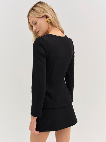 For Love and Lemons - Josie Scoop Neck Blazer - Black