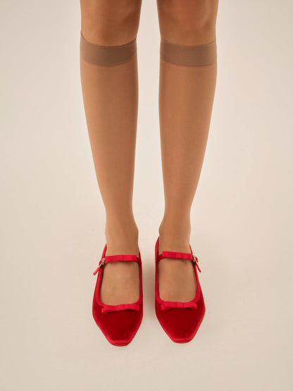 For Love and Lemons - Lucia Velvet Mary Jane - Red
