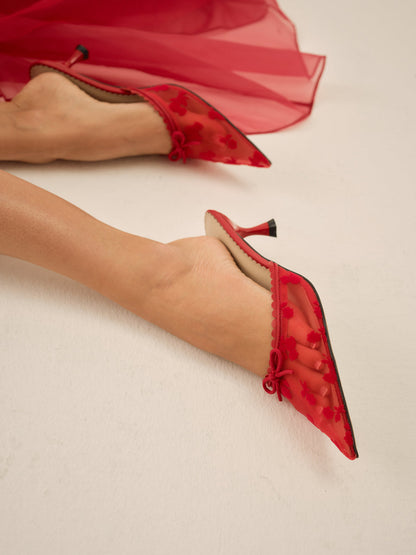 For Love and Lemons - Sylvie Mule Heel - Red
