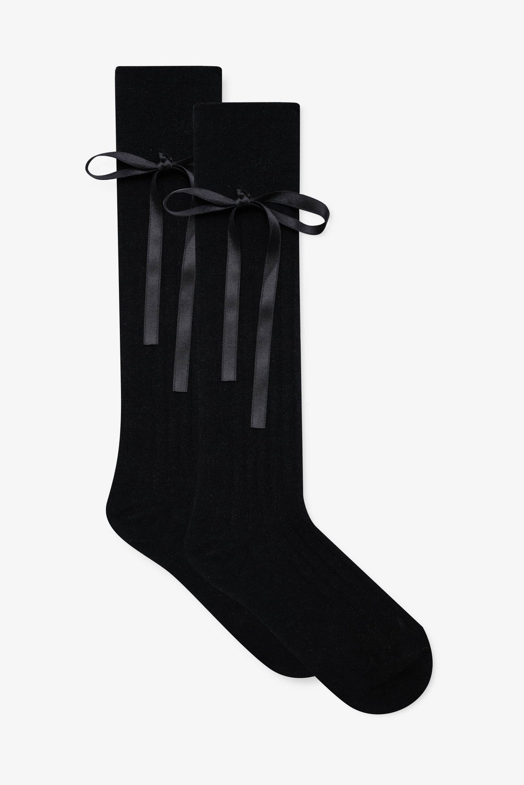 For Love and Lemons - Knee-High Bow Socks - Black