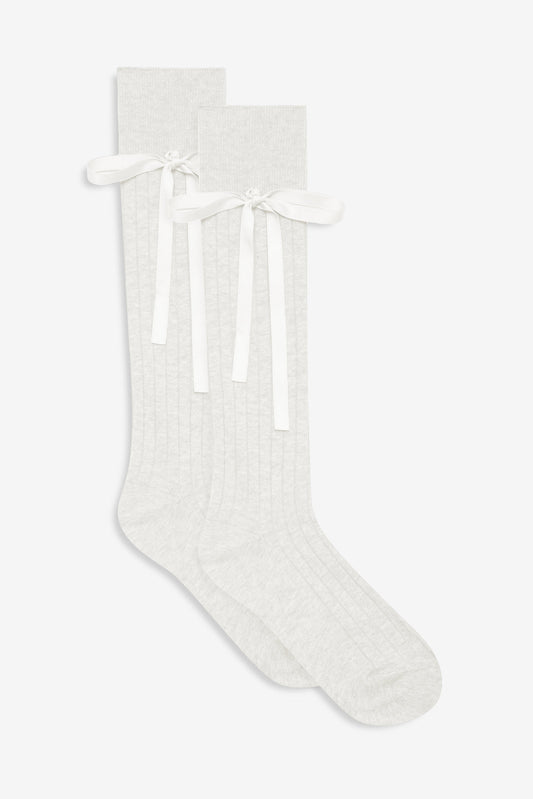 For Love and Lemons - Knee-High Bow Socks - Cream