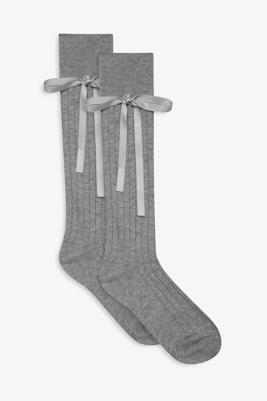 For Love and Lemons - Knee-High Bow Socks - Grey