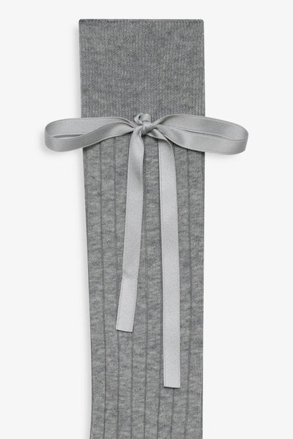 For Love and Lemons - Knee-High Bow Socks - Grey