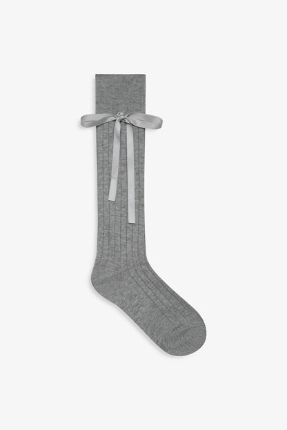 For Love and Lemons - Knee-High Bow Socks - Grey