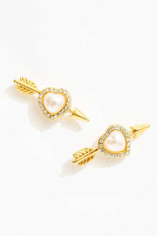 For Love and Lemons - Cupid Heart Stud Earrings - White
