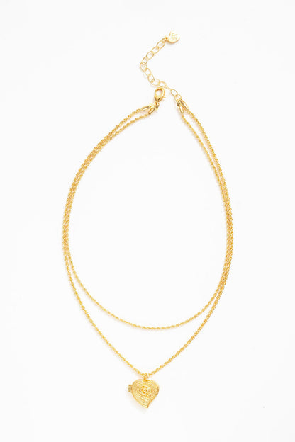 For Love and Lemons - Lottie Layered Heart Locket - Gold