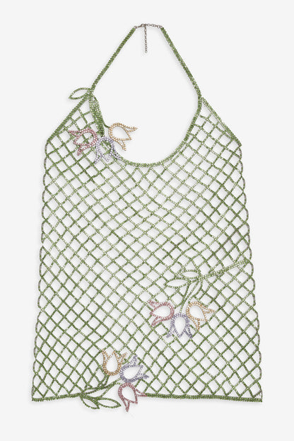 For Love and Lemons - Tulip Grid Rhinestone Dress - Green