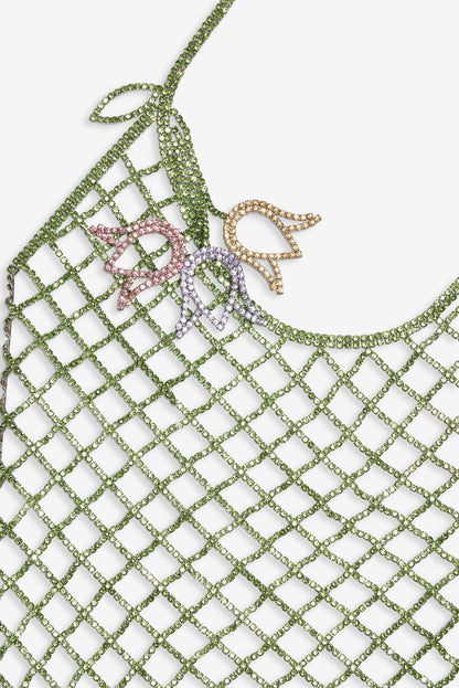 For Love and Lemons - Tulip Grid Rhinestone Dress - Green