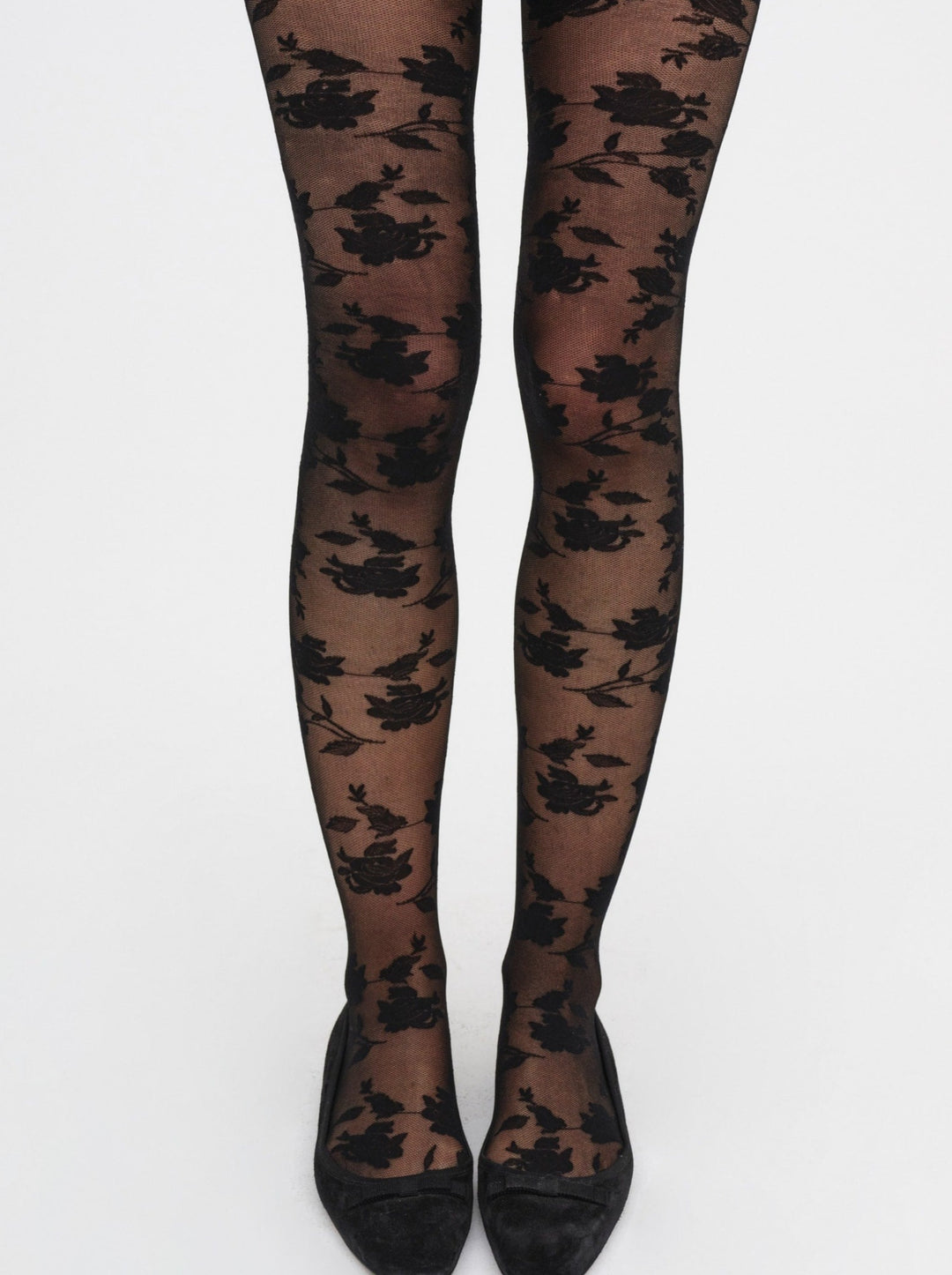 For Love and Lemons - Floral Knit Tights - Black
