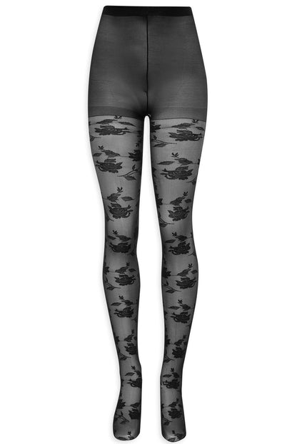 For Love and Lemons - Floral Knit Tights - Black