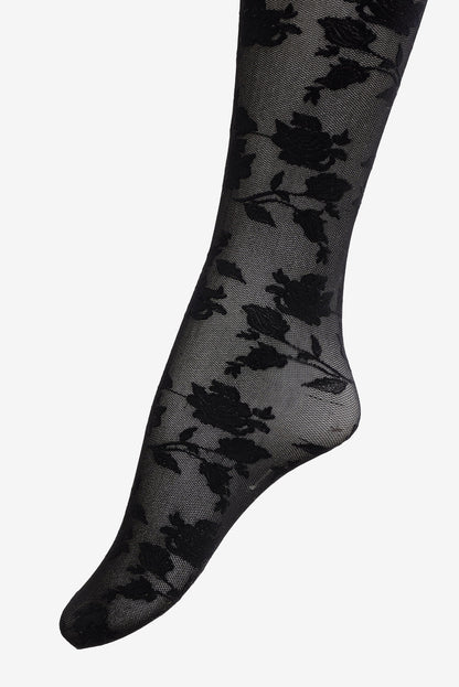 For Love and Lemons - Floral Knit Tights - Black