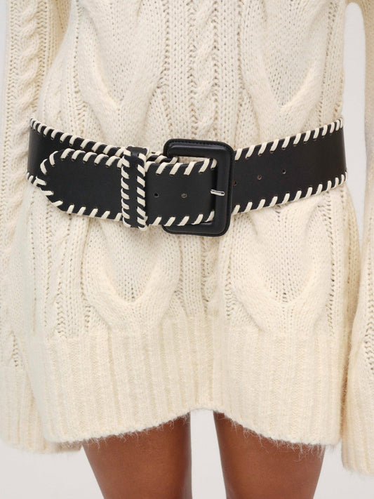 For Love and Lemons - Wide Stitch Belt - Black