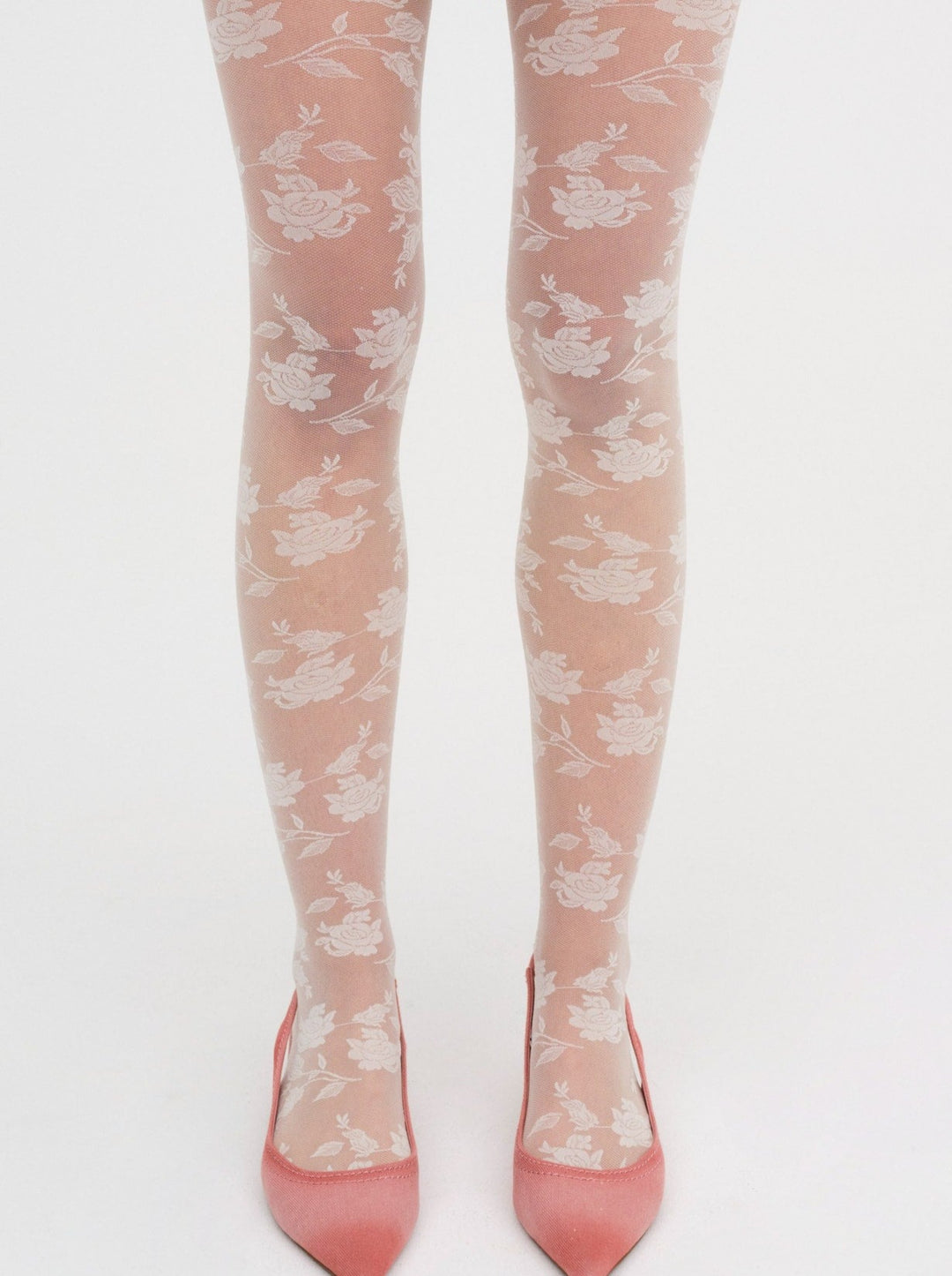 For Love and Lemons - Floral Knit Tights - White