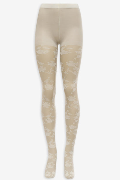 For Love and Lemons - Floral Knit Tights - White