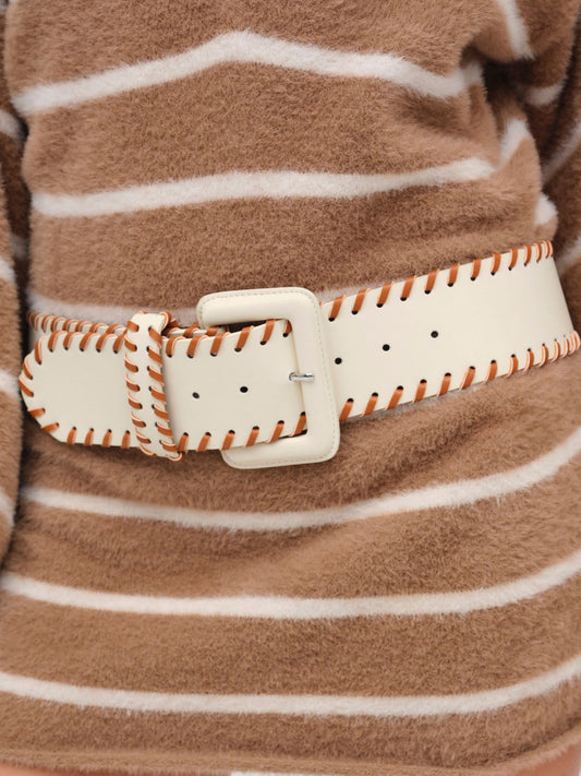For Love and Lemons - Wide Stitch Belt - Cream