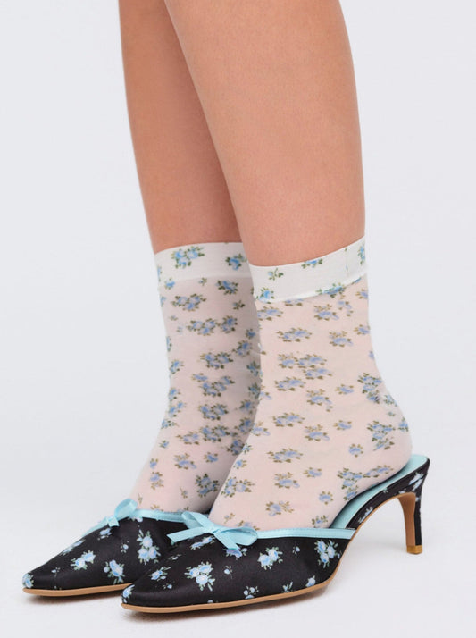 For Love and Lemons - Floral Socks - Blue