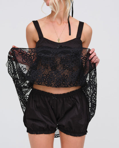 For Love and Lemons - Sonnet Lace Babydoll Set - Black