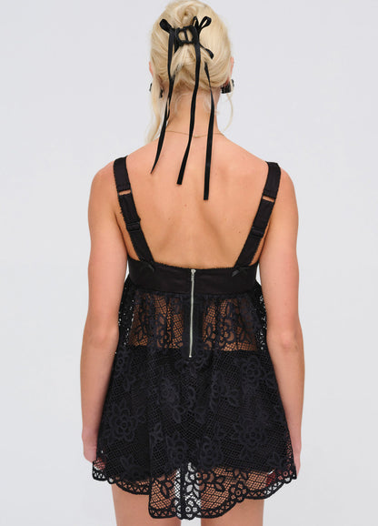 For Love and Lemons - Sonnet Lace Babydoll Set - Black