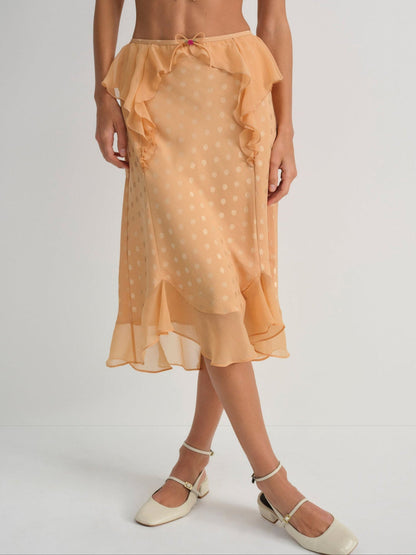 For Love and Lemons - Glimmer Rosebud Midi Skirt - Rose Gold
