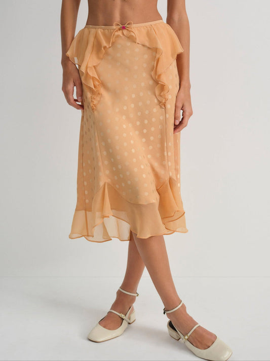 For Love and Lemons - Glimmer Rosebud Midi Skirt - Rose Gold