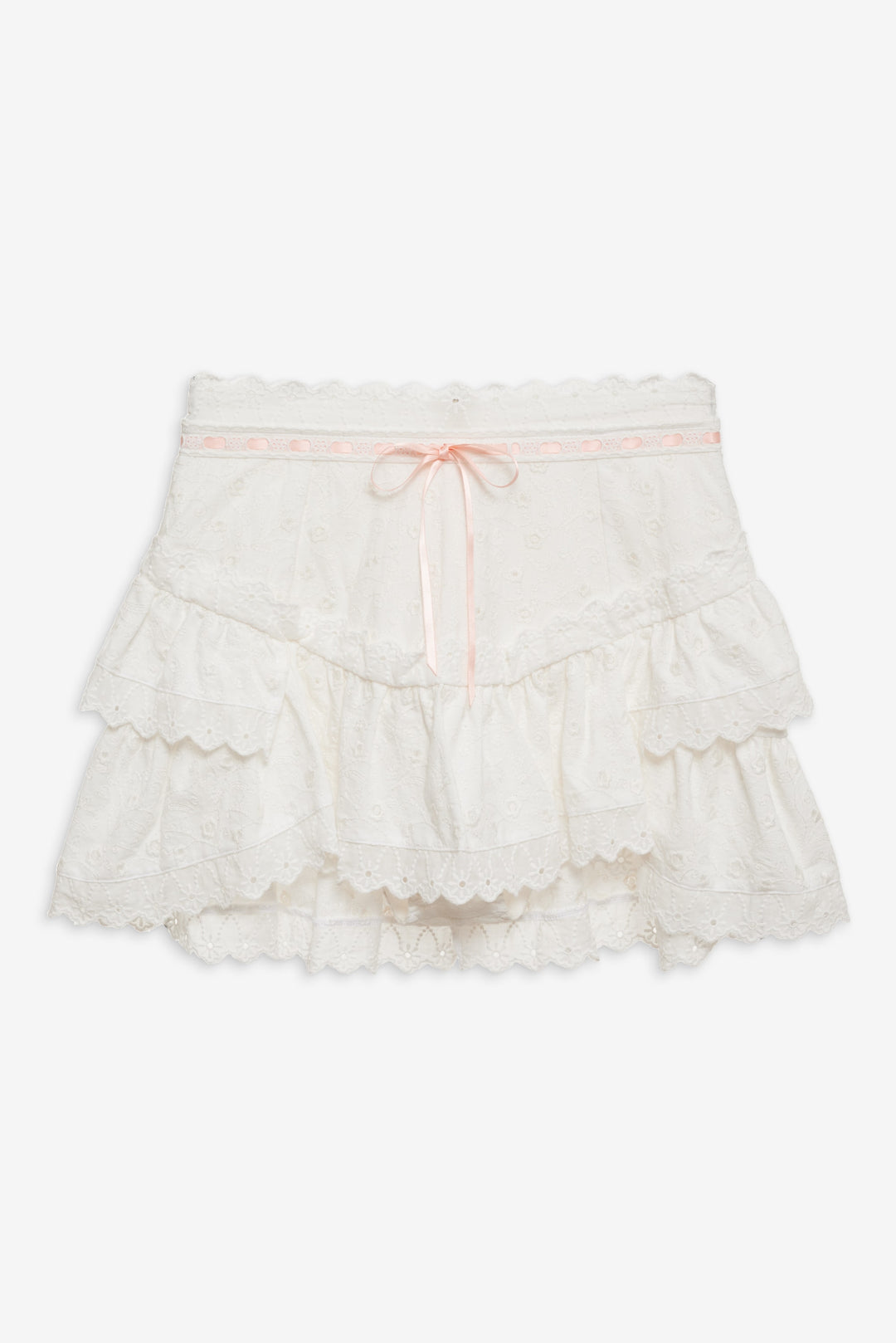 For Love and Lemons - Summer Swirl Eyelet Mini Skirt - White
