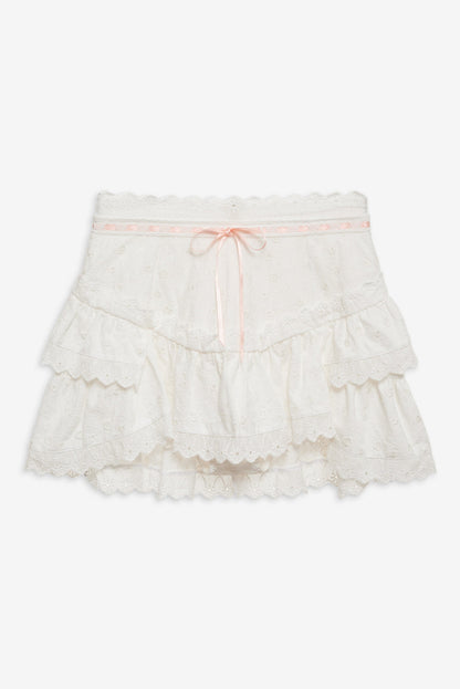 For Love and Lemons - Summer Swirl Eyelet Mini Skirt - White
