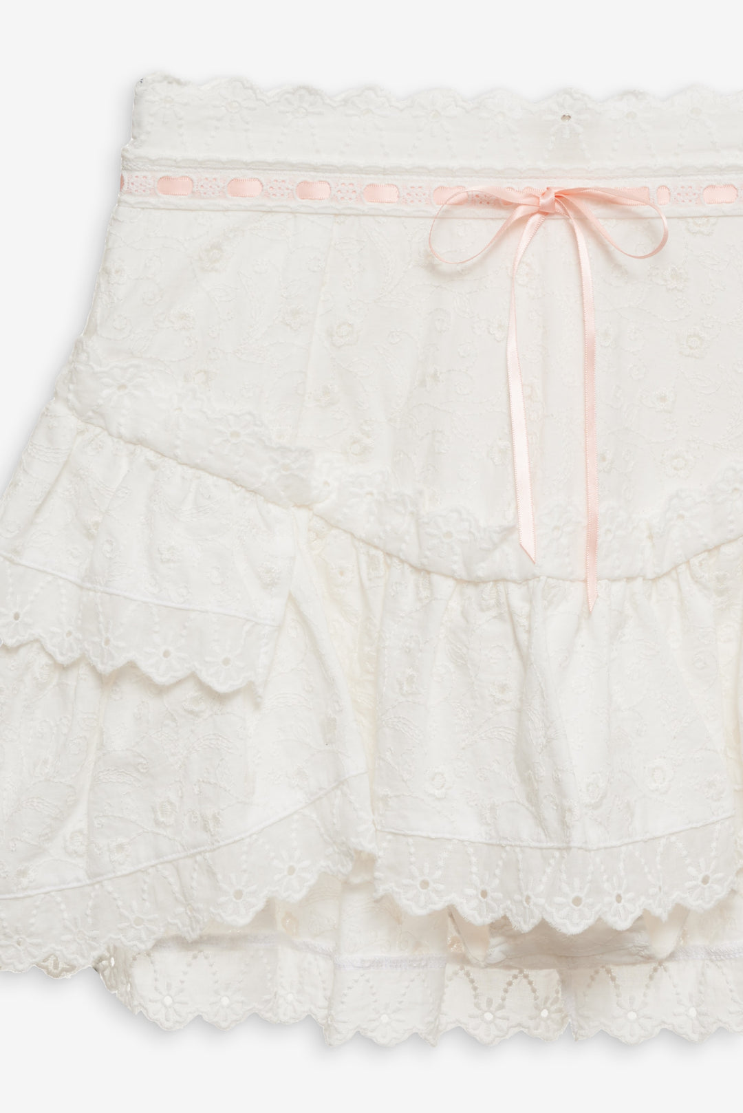 For Love and Lemons - Summer Swirl Eyelet Mini Skirt - White