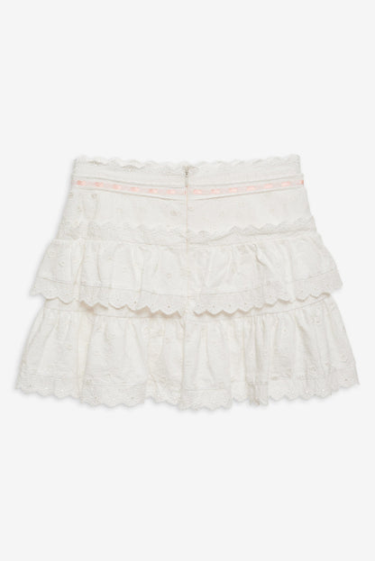 For Love and Lemons - Summer Swirl Eyelet Mini Skirt - White