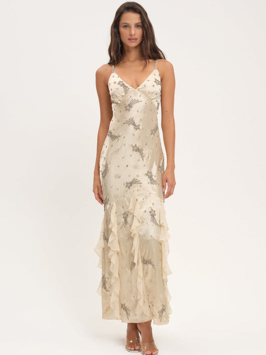For Love and Lemons - Elea Beaded Maxi Dress - Cream