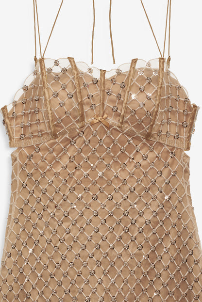 For Love and Lemons - Dazzle Me Slip Dress - Gold